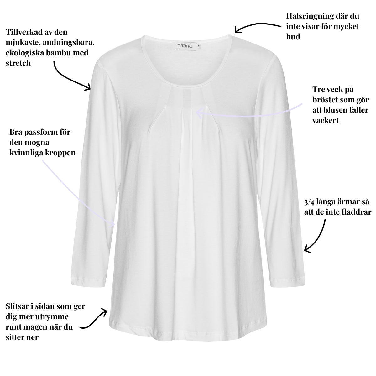 Tatina modell Emma - 3/4 ärmar - Ekologisk bambu