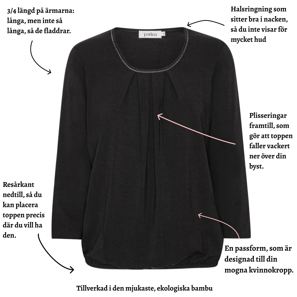 Tatina - modell Sara - 3/4 ärm - ekologisk bambu