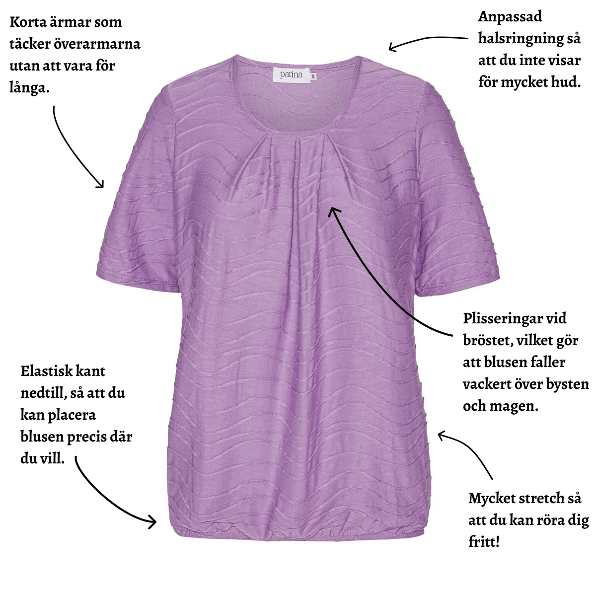 Tatina - model Sara - kort ärm - mjuk jacquardviskos