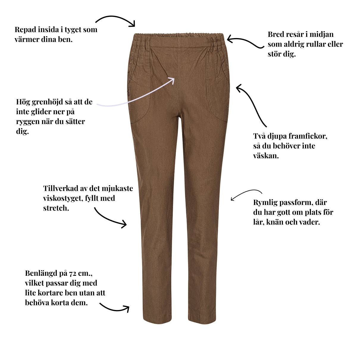 Varm vinterbyxa med fickor från Tatina – 70-72 cm.