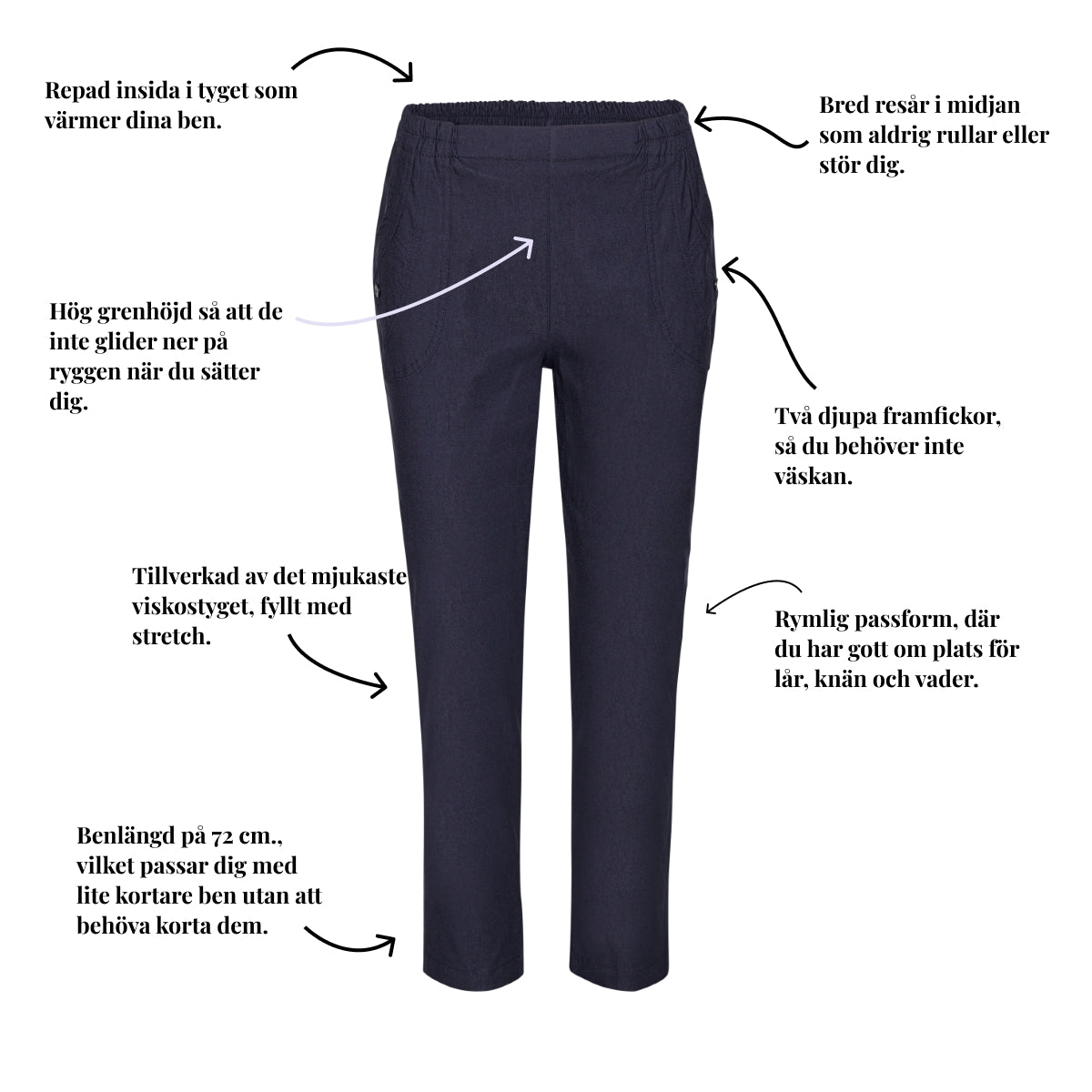 Varm vinterbyxa med fickor från Tatina – 70-72 cm.