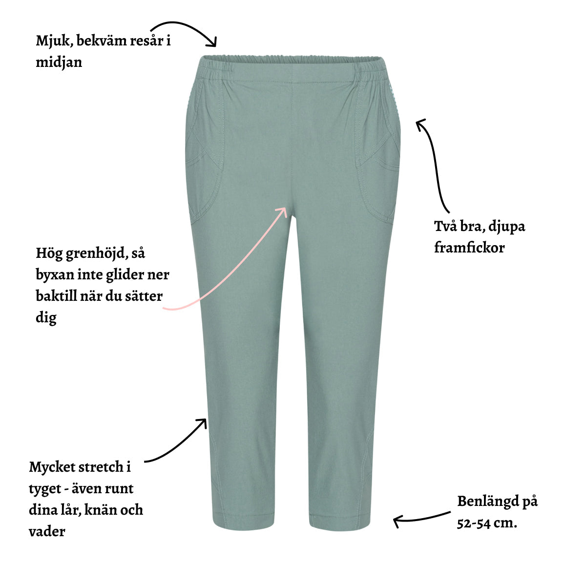 Tatina capribyxa i snygga färger - 52-54 cm.