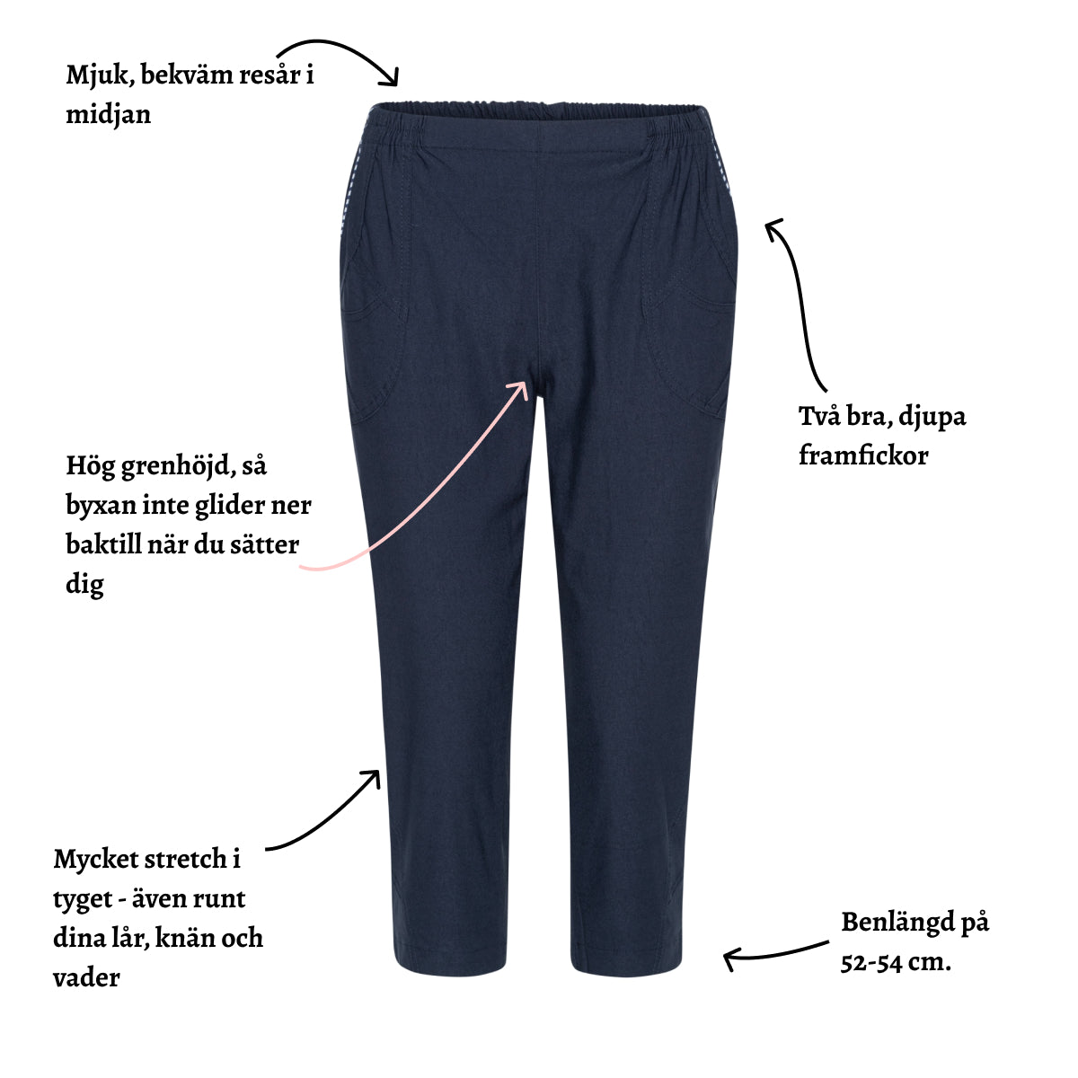 Tatina capribyxa i snygga färger - 52-54 cm.