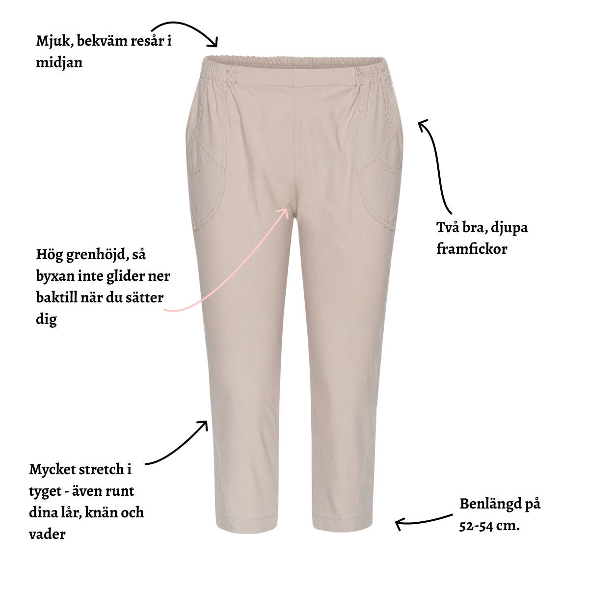 Tatina capribyxa i snygga färger - 52-54 cm.