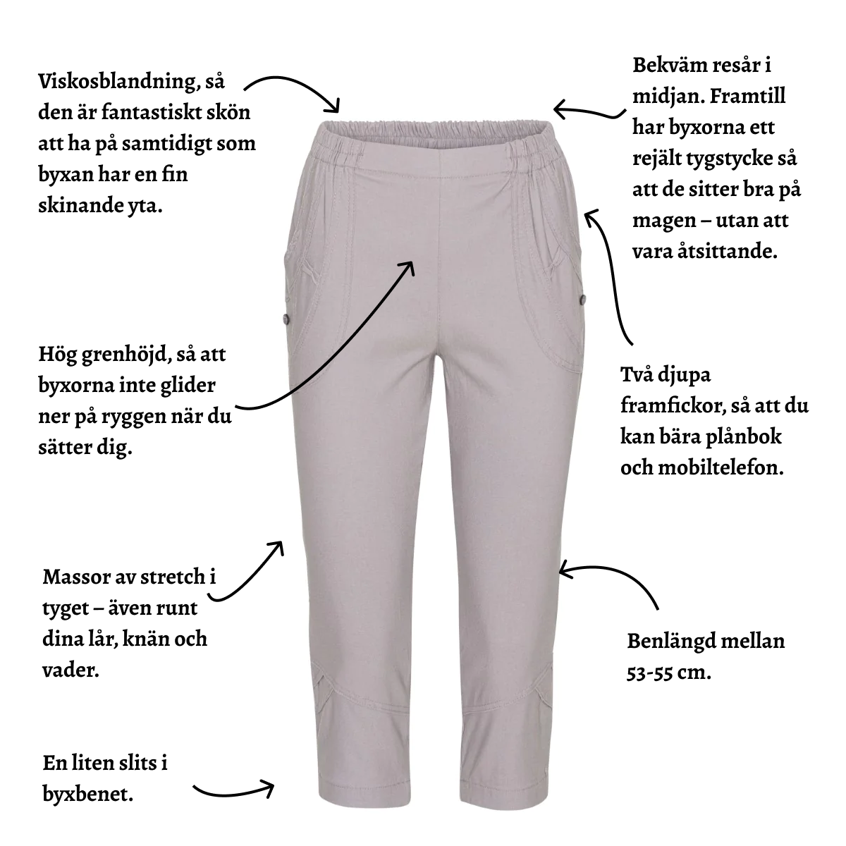 Tatina capribyxa med fickor - 53-55 cm