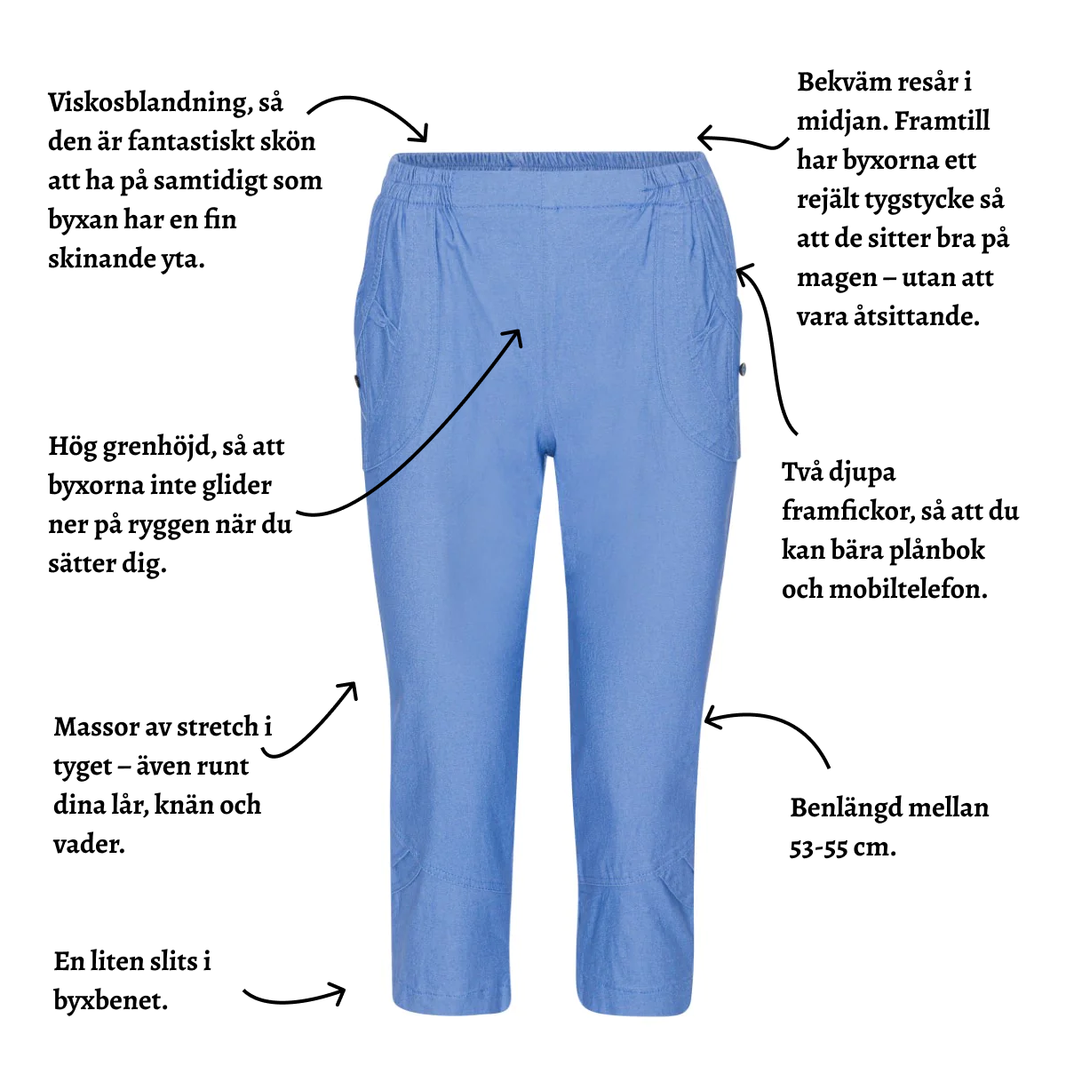 Tatina capribyxa med fickor - 53-55 cm