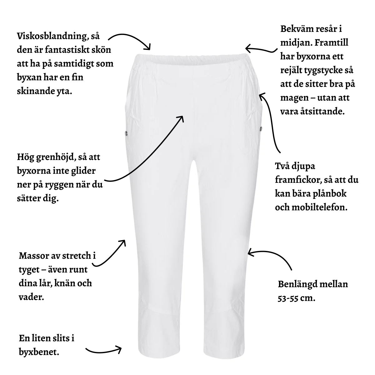 Tatina capribyxa med fickor - 53-55 cm