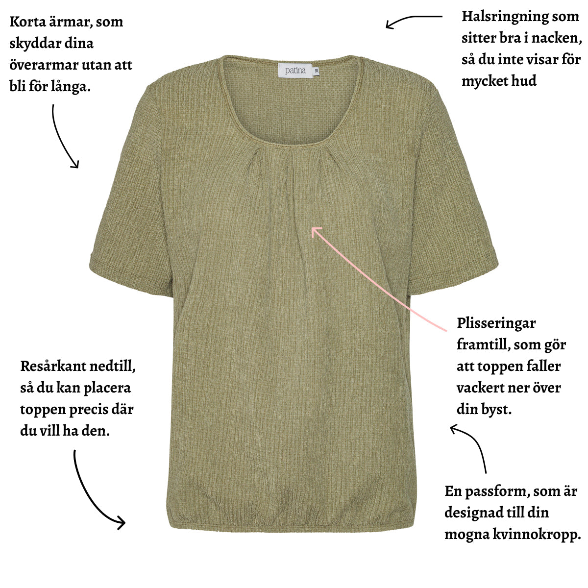 Tatina - modell Sara - kort ärm - vågig kvalitet