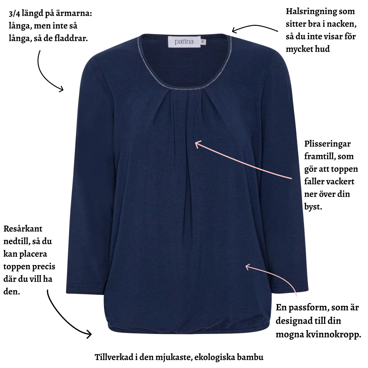 Tatina - modell Sara - 3/4 ärm - ekologisk bambu