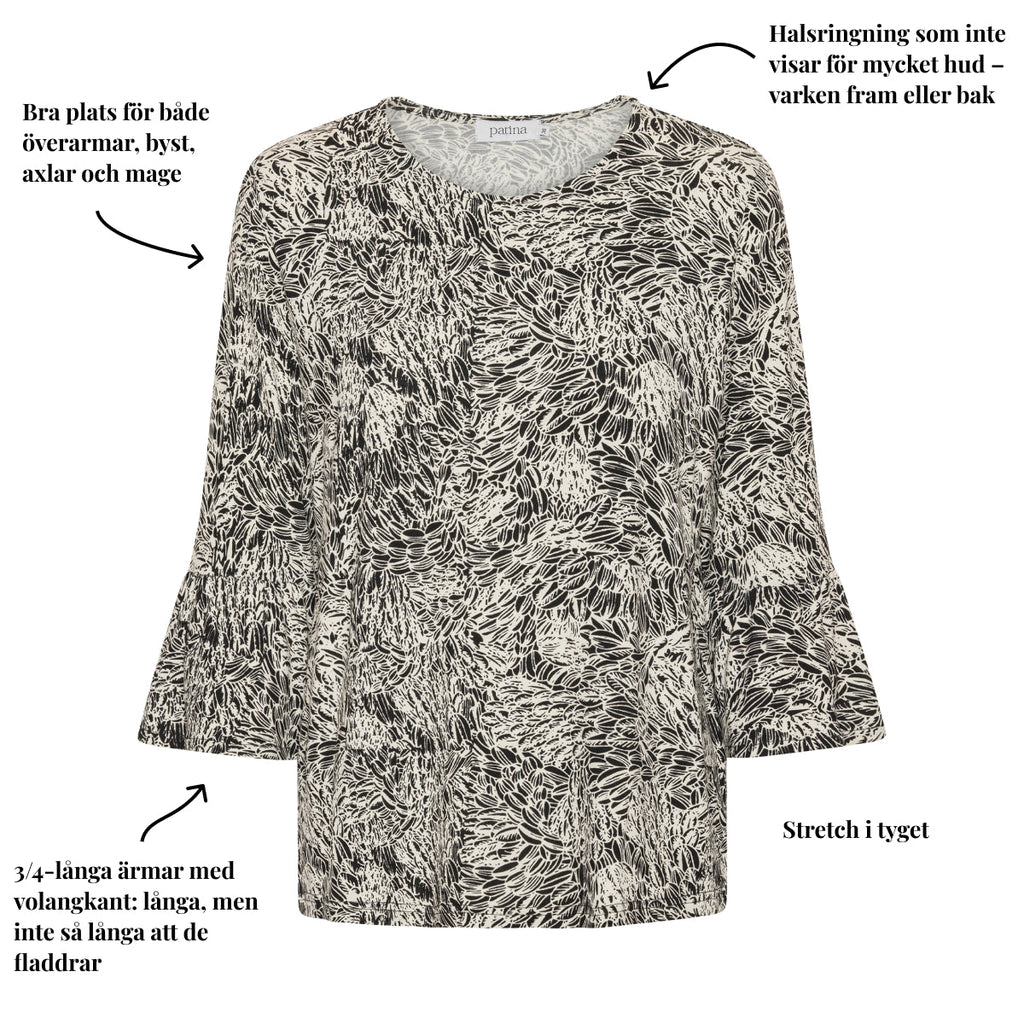 Tatina modell Clara – 3/4-ärmar med volangärmar – Viskos