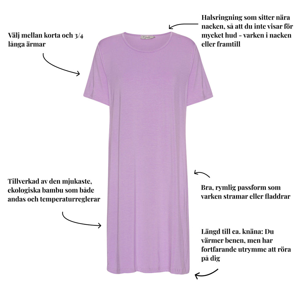 Tatina modell Luna nattlinne - Kort eller trekvarts ärm - Ekologisk bambu