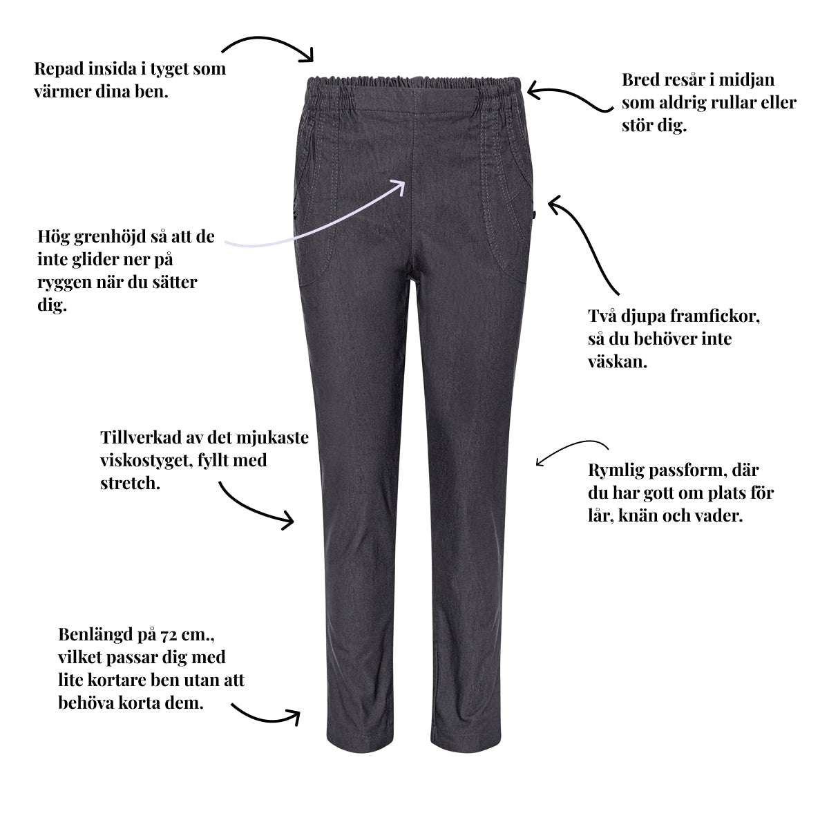 Varm vinterbyxa med fickor från Tatina – 70-72 cm.