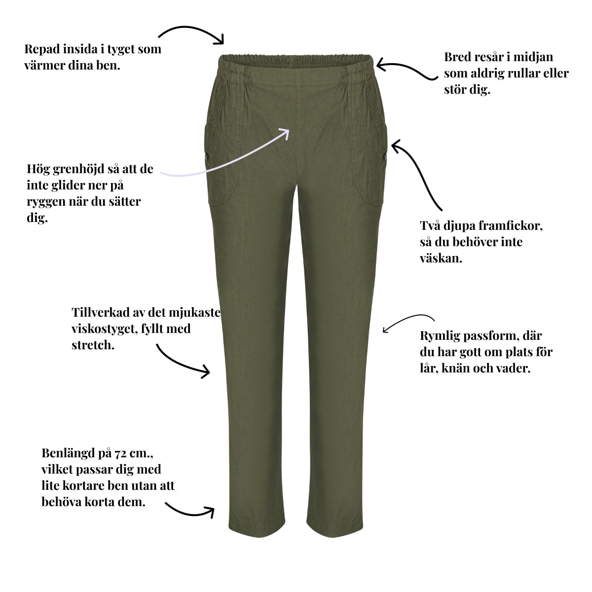 Varm vinterbyxa med fickor från Tatina – 70-72 cm.