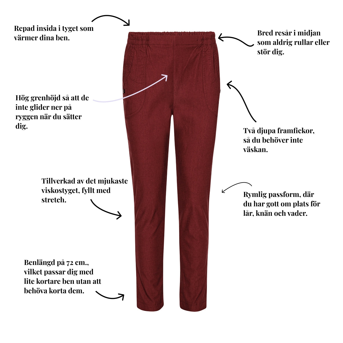 Varm vinterbyxa med fickor från Tatina – 70-72 cm.