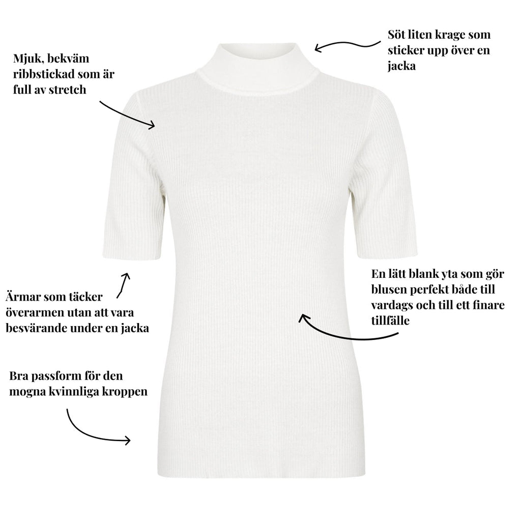 Ribbstickad tröja med hög hals och korta ärmar från Signature