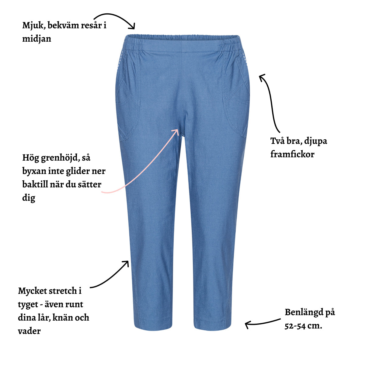 Tatina capribyxa i snygga färger - 52-54 cm.