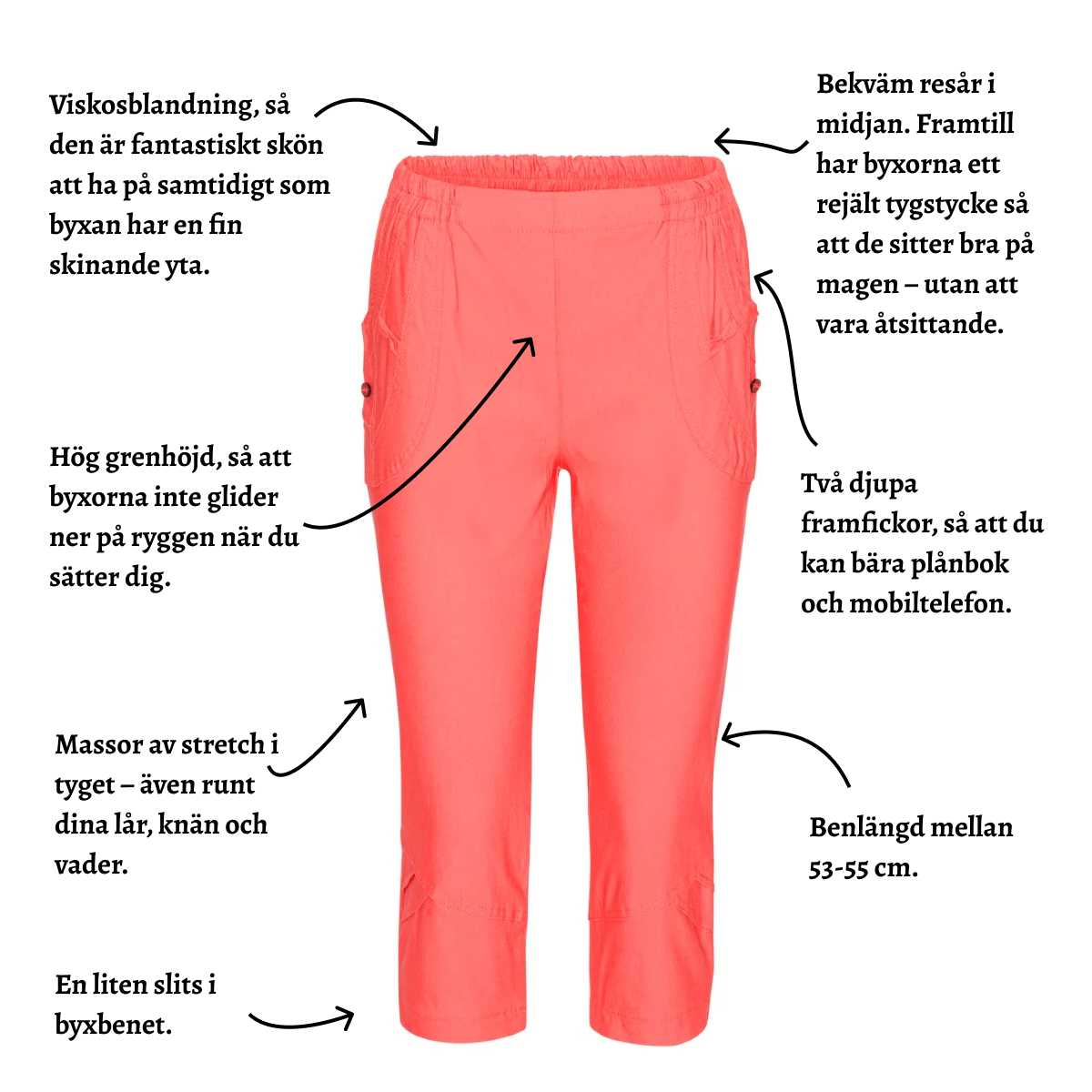 Tatina capribyxa med fickor - 53-55 cm