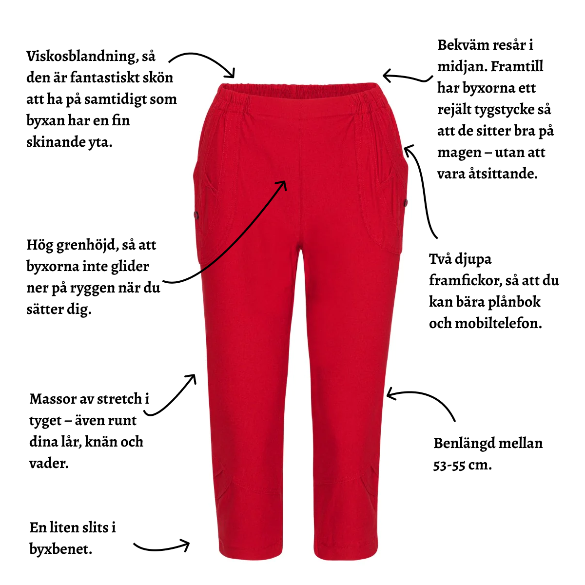 Tatina capribyxa med fickor - 53-55 cm