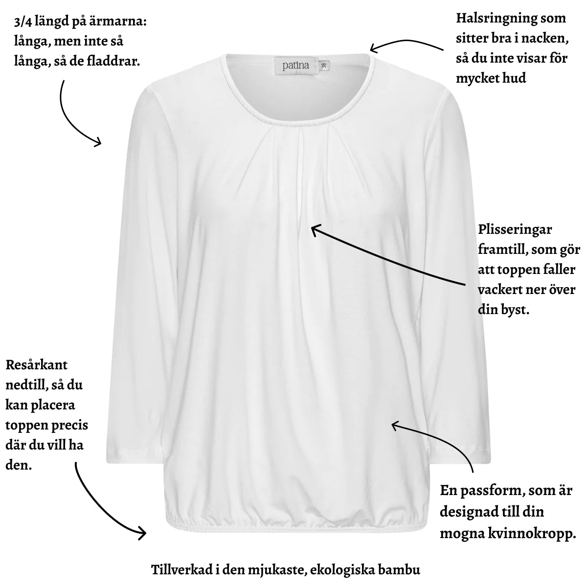 Tatina - modell Sara - 3/4 ärm - ekologisk bambu