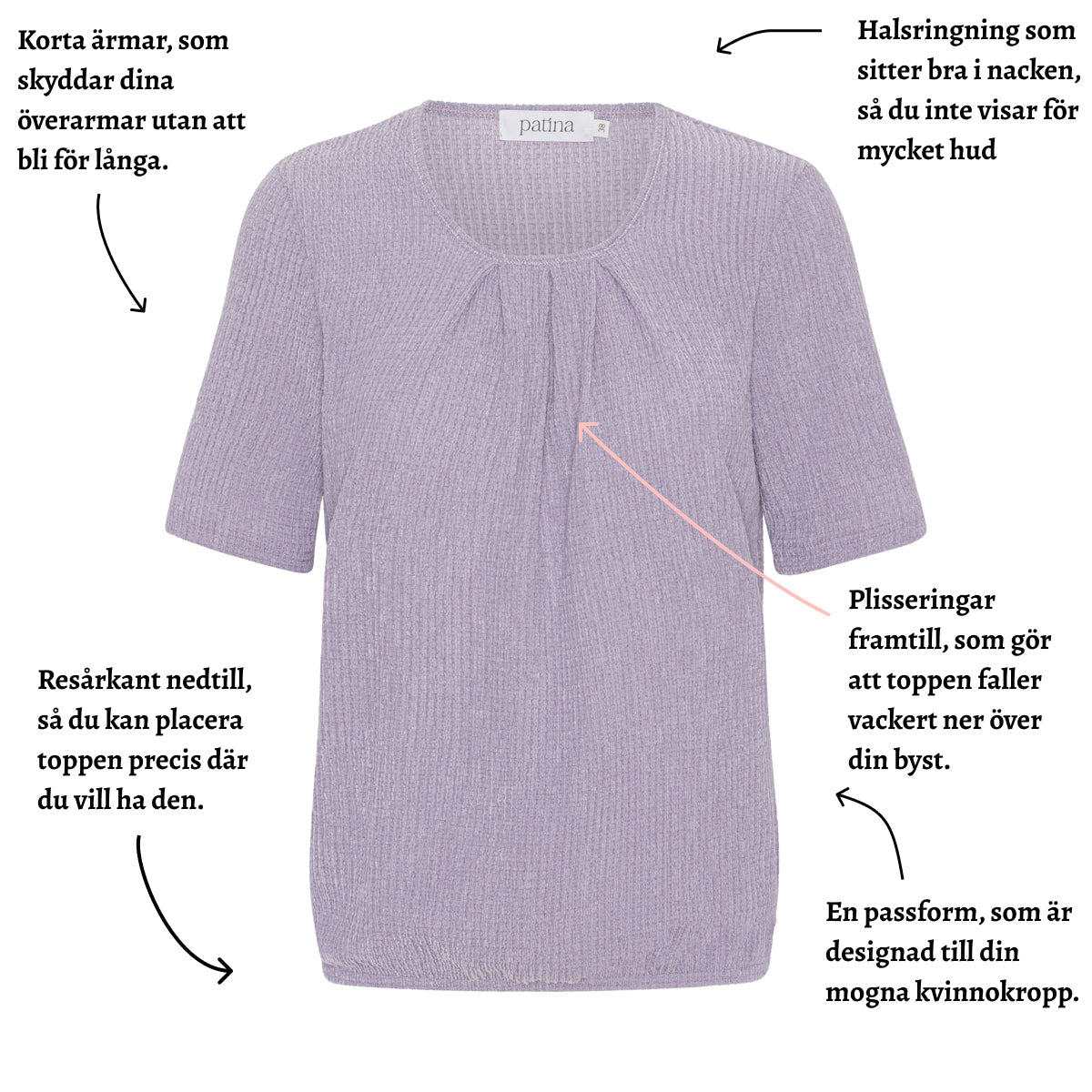 Tatina - modell Sara - kort ärm - vågig kvalitet