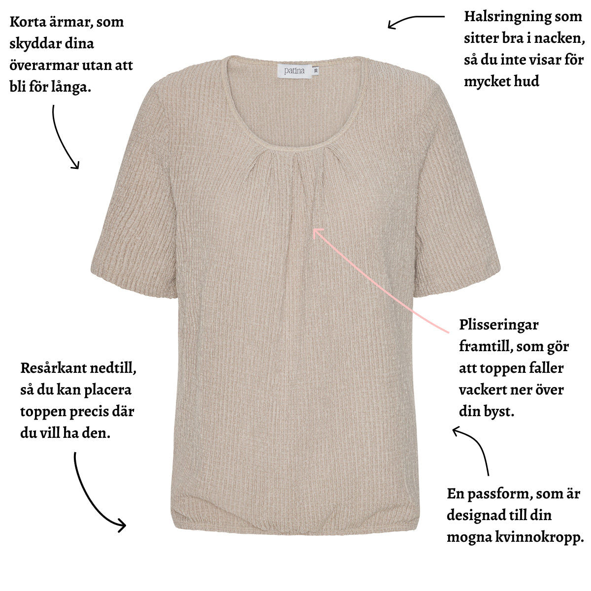 Tatina - modell Sara - kort ärm - vågig kvalitet