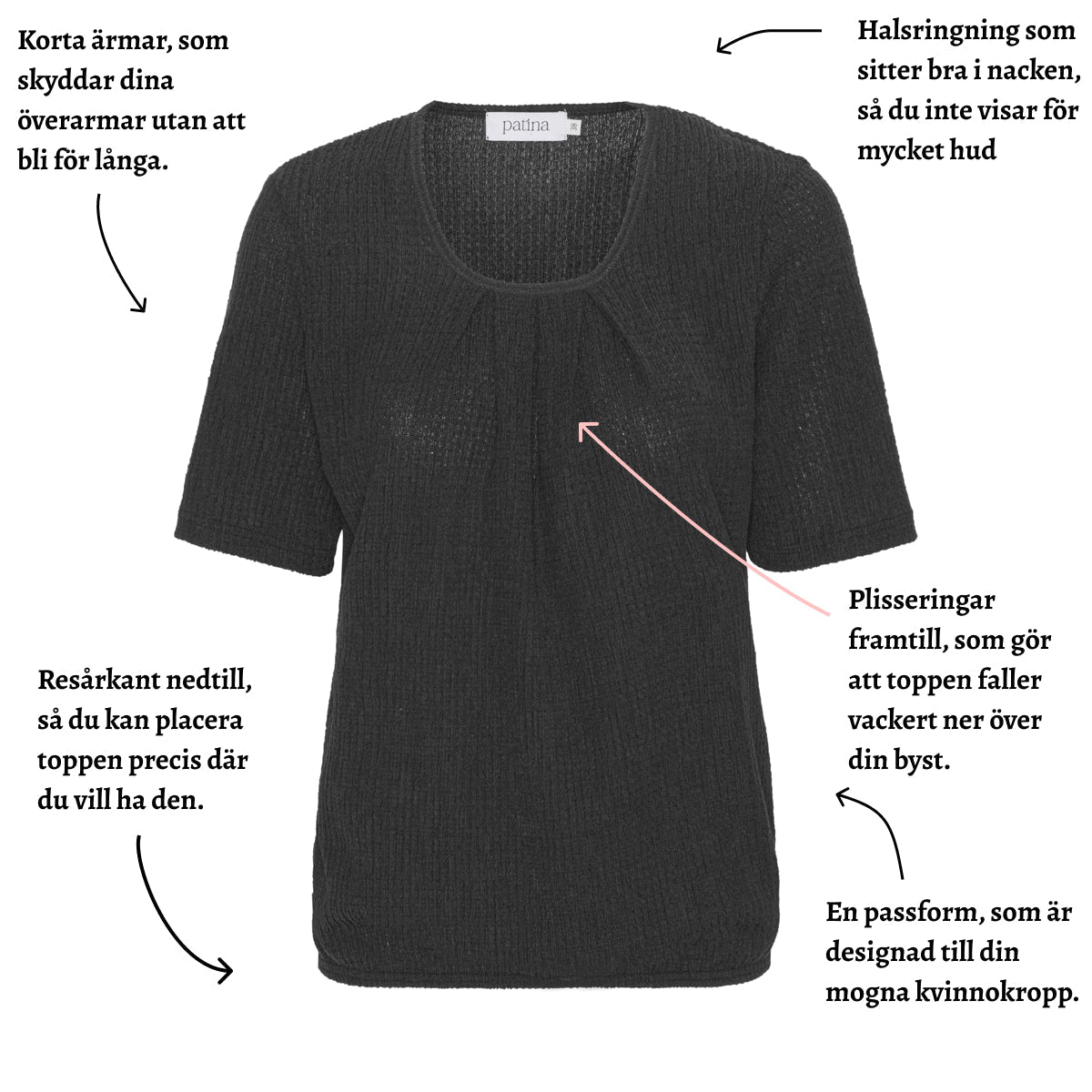 Tatina - modell Sara - kort ärm - vågig kvalitet