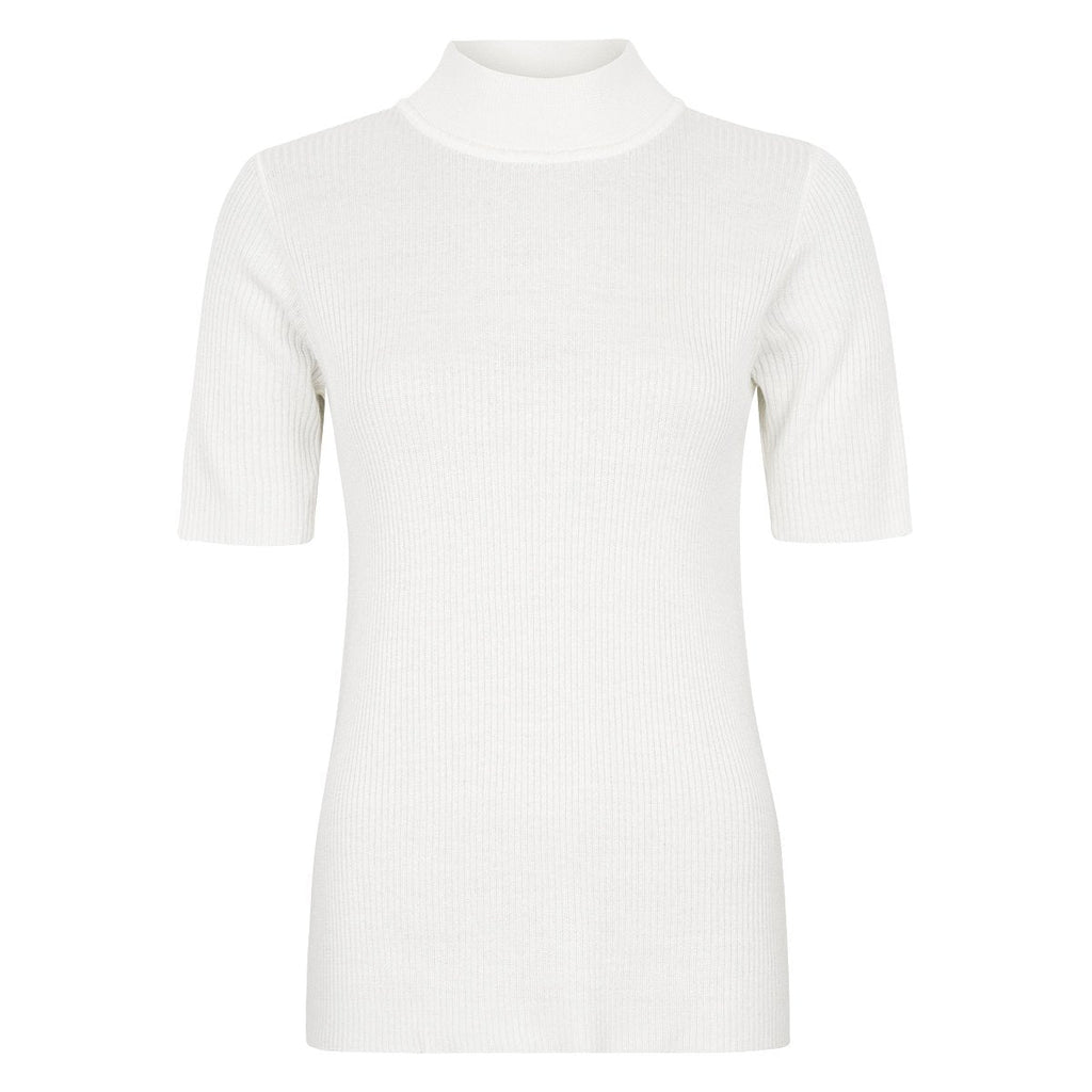 Ribbstickad tröja med hög hals och korta ärmar från Signature
