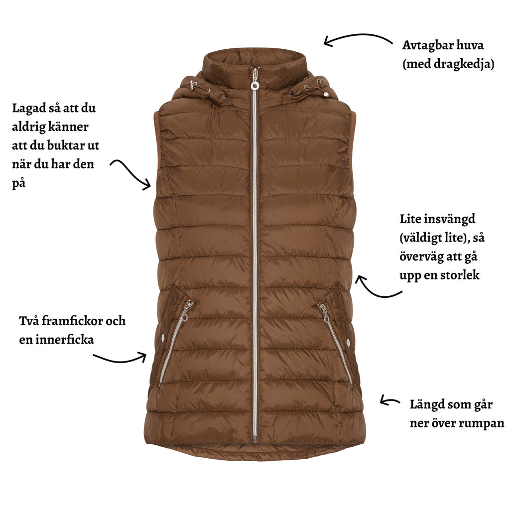 Vadderad väst med avtagbar huva från Saturne