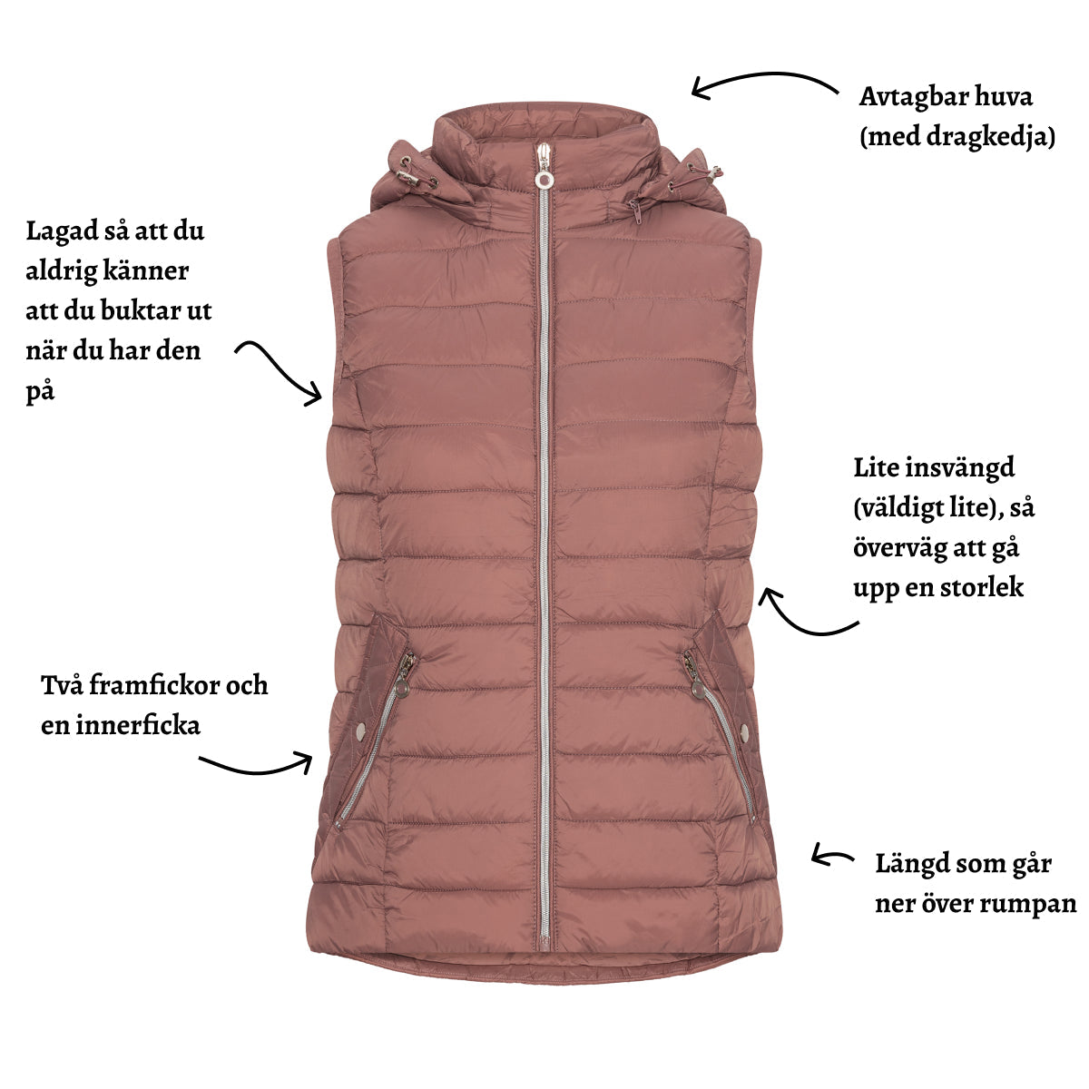 Vadderad väst med avtagbar huva från Saturne