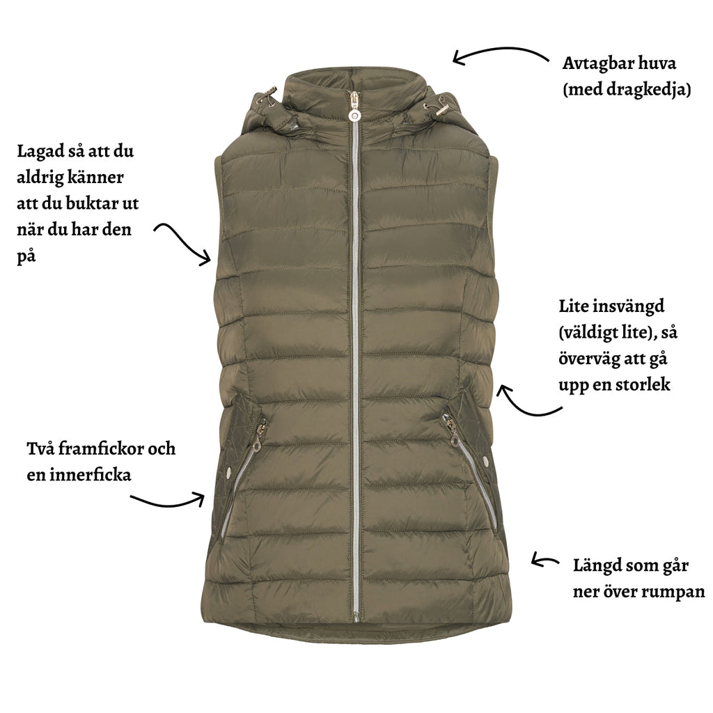 Vadderad väst med avtagbar huva från Saturne